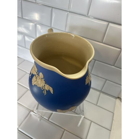 ANTIQUE COPELAND SPODE JASPER WARE ALE/BEER PITCHER w/ PUB SCENES & HOPS c1910 - Picture 6 of 16